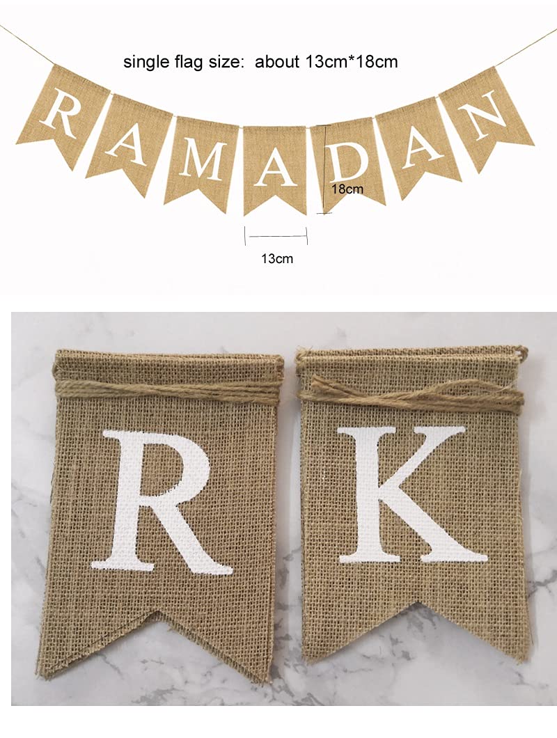 Jute-Banner „Ramadan Mubarak“ – Fertig Montiert, Verstellbar, Für Party-Dekoration & Foto-Hintergrund