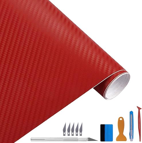 Vista 13 de LZLRUN Envoltura de vinilo de fibra de carbono 5D - Calificada para uso al aire libre y en automóviles - 1 pie x 5 pies Incluye espátula y aplicador