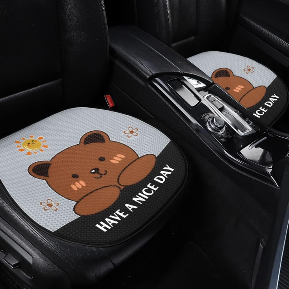 Cute Car Seat Cover, Bottom Seat Protectors, Pad Mat for Auto, Universal for Sedan Hatchback SUV, Car Interior Accessories -2 Front Seat Covers