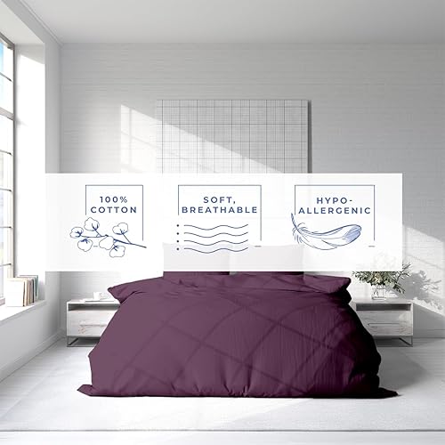 Miniatura 4 de Kotton Culture Juego de edredón de 3 piezas de 600 hilos, 100% algodón egipcio, transpirable, para todas las estaciones, con cierre de cremallera y