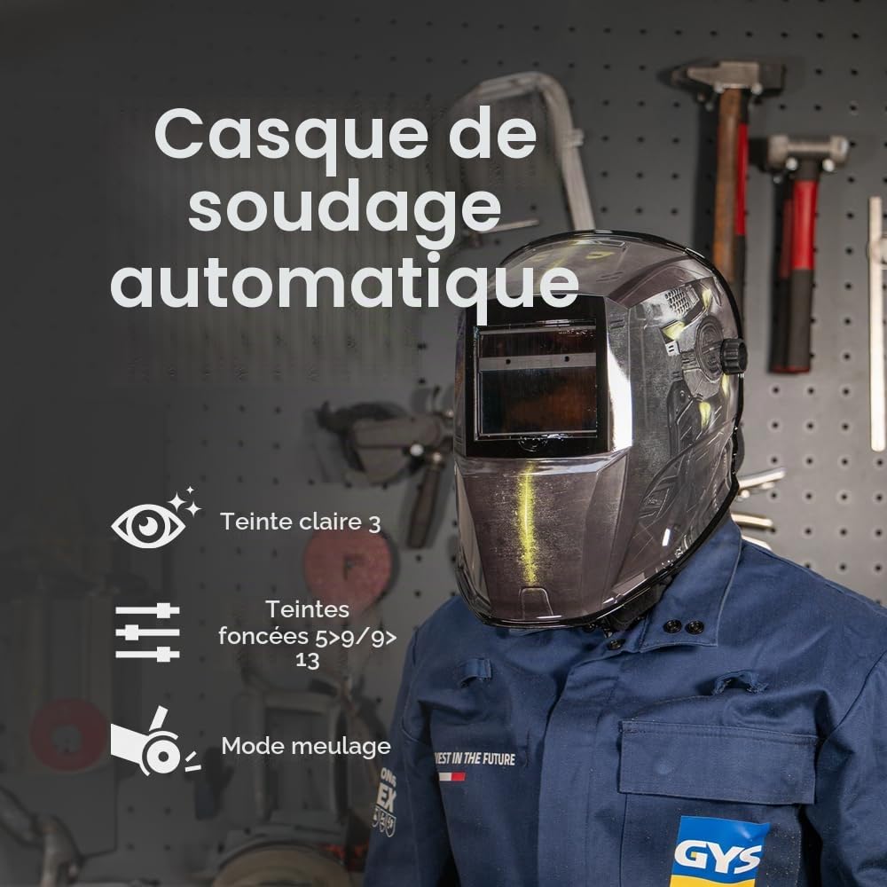 GYS, Masque de Soudage LCD INVADER 11 True Color, Teinte 3/11, Champ de Vision 100x49mm, Assombrissement Auto 0,50ms, Classe Optique 1/1/1/1, pour MMA, TIG, MIG/MAG