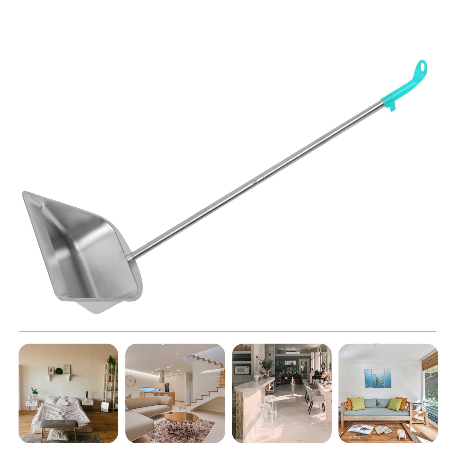 Pelle à Poussière Cuisine en Acier Inoxydable, Manche Long, Argenté