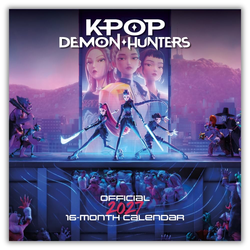 KPop Demon Hunters 2027 Square Wall Calendar Official Licensed Animation Calendar, Monthly Grid Layout, Stylish K-Pop-Inspired Artwork & Characters, Large Square Format, Gift for K-Pop Fans