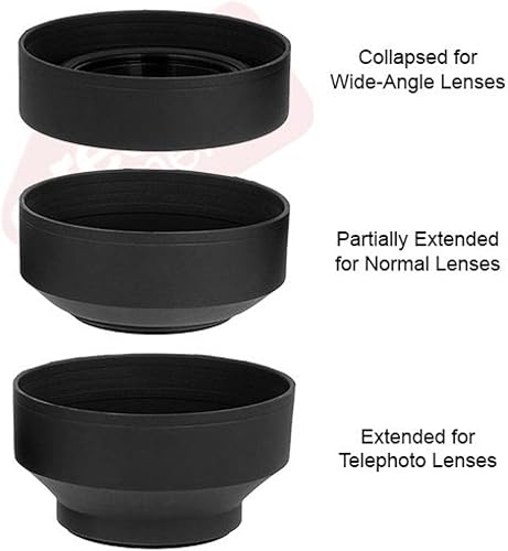 Miniatura 4 de Parasol de goma blanda de 190.3 ft para cámaras Canon Rebel T5, T6, T6i, T7i, T8i, EOS 80D, EOS 90D, EOS 77D, SL3 con lente Canon EF-S 0.709-2.165