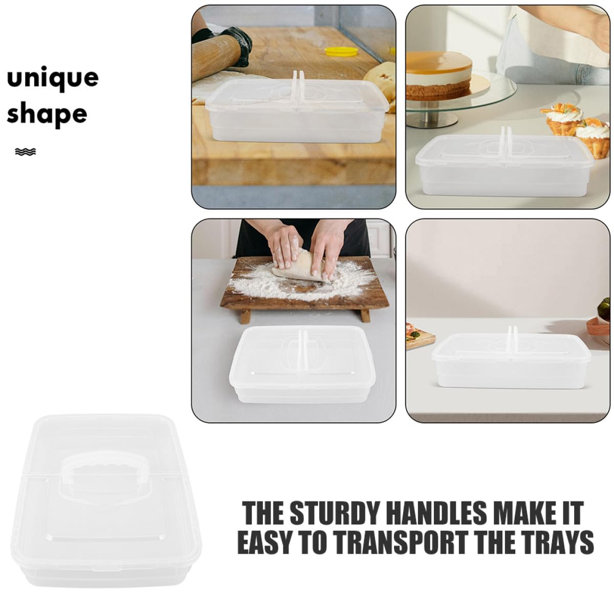 BESPORTBLE Contenitore per Pizza Lievitazione 2 Pezzi in Plastico con Coperchio e Manico Design Impilabile Salvaspazio per Fermentazione e Conservazione Impasti