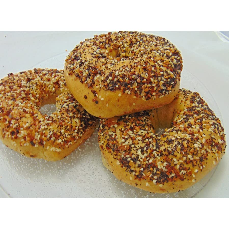 Low Carb NY Style Everything Bagels (3 Pack) | No Sugar | Keto | Handcrafted | All Natural | Diabetic Friendly | High Protein & Fiber | Perfect for Breakfast (11.85 Oz)