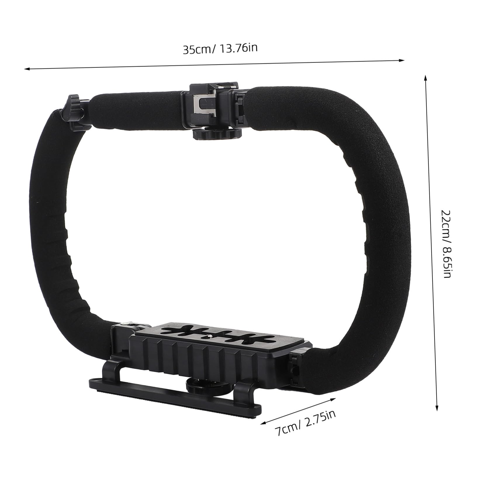 Stabilizzatore per Videocamera Portatile Pieghevole Nero | Impugnatura Manuale, 3 Attacchi Hot Shoe, Foro 1/4 Pollice, per Dv e Fotocamera Reflex