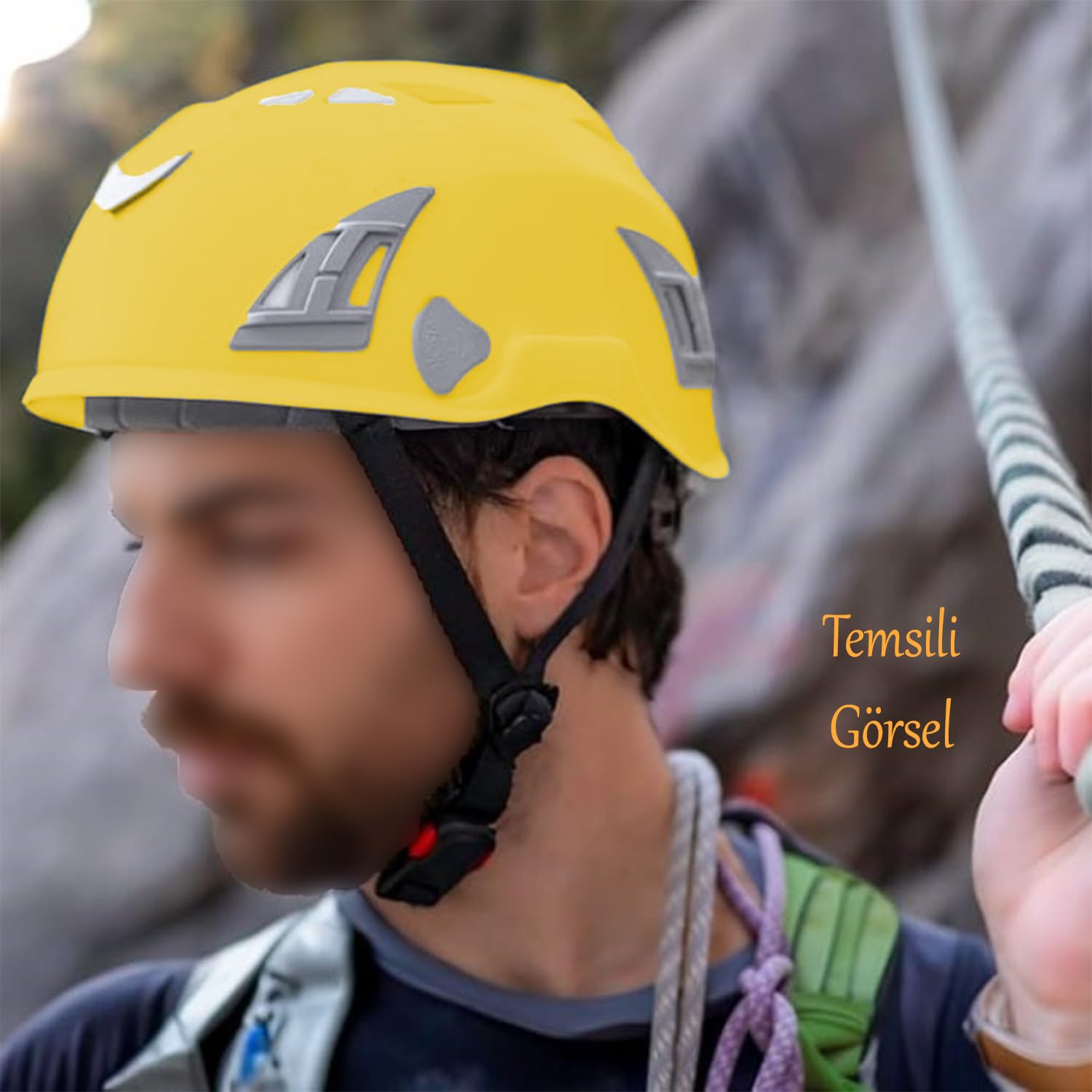 Dağcı Tırmanma Bareti Sarı Renk Baş Koruyucu Kask CE En12492 Sertifikalı 51-62 cm Ayarlanabilir