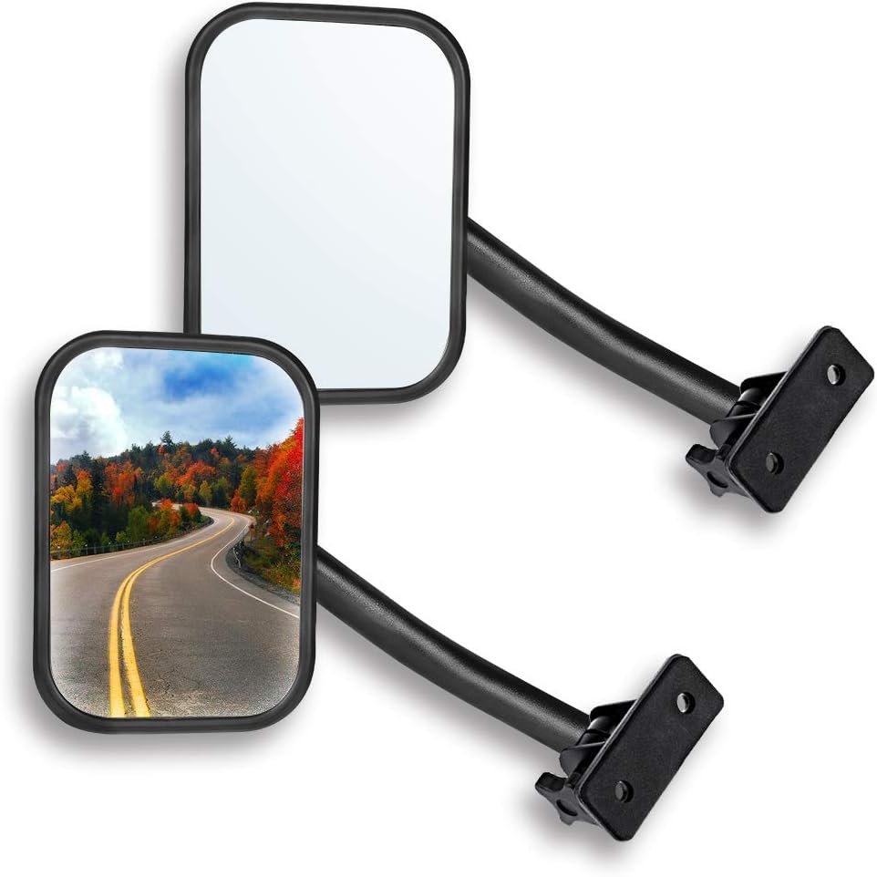 LIBERRWAY Door Off Mirror Compatible with Jeep Wrangler TJ JK 4x4 Off-road Morror Rectangular Mirrors Quick Release Side View Mirror, right position, 2 Pack