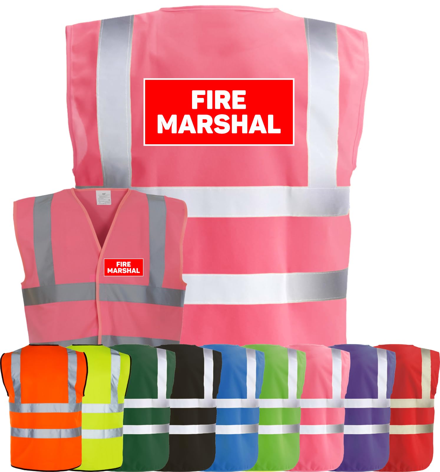 Corporate Togs FIRE MARSHAL Printed Hi-Vis Waistcoat - High Visibility Safety Vest Tabard, Fastening, Health & Safety Compliant Waistcoat | Protective Safety Wear