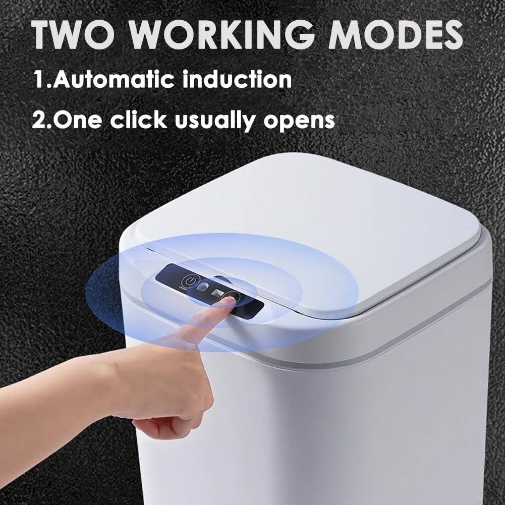 Contactless Smart Electric Trash Can, Bathroom Kitchen Storage Bin, Large Capacity Electric Compost Bin - Suitable for Bedroom, Living Room,Blue 16l