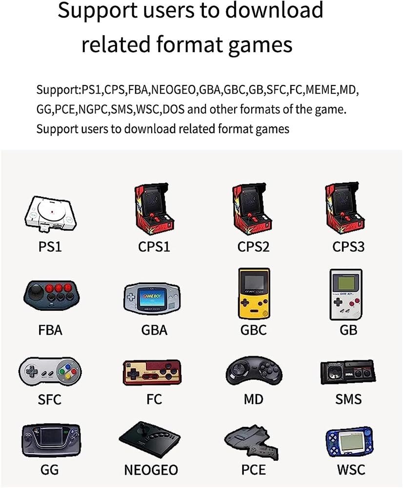 Consola de juegos portátil, consola retro de código abierto con tarjeta TF de 64 GB, más de 7000 juegos clásicos, soporte WiFi