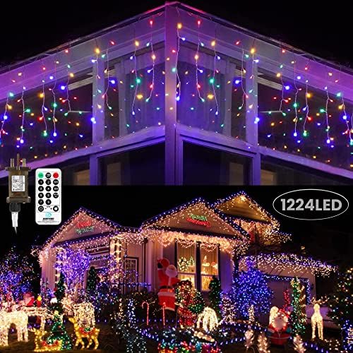 Moxled Icicle Outdoor Christmas Lights - 9M/29.52ft 360 LED Warm White Icicle Lights Mains Powered with Remote, Timer Memory Function, Waterproof Fairy Lights for Indoor Outdoor Xmas Decorations