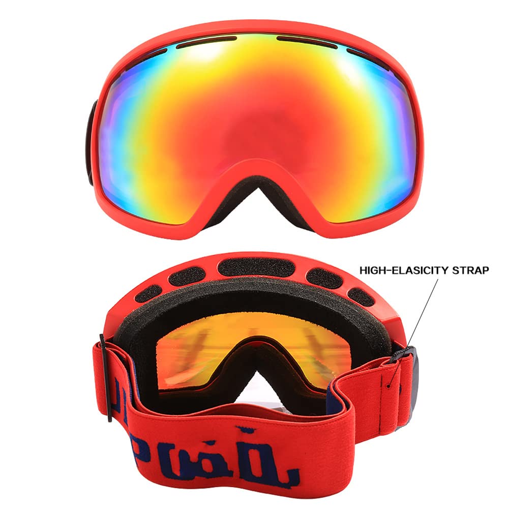 Occhiali da sci antiappannamento a doppio strato, occhiali da alpinismo con specchio sferico grande, occhiali da neve e vento per esterni, adatti per uomini, donne, adolescenti e bambini per sno
