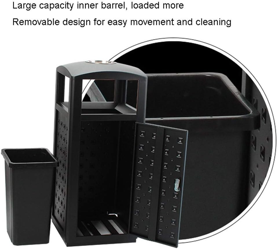 Waste Bins,Outdoor Ashtray Indoor and Outdoor Trash Cans Classical Indoor and Outdoor Trash Cans with Ashtray Commercial Stainless Steel Garbage Can Decometal Panel for Coffee Houses Campuses/C/a