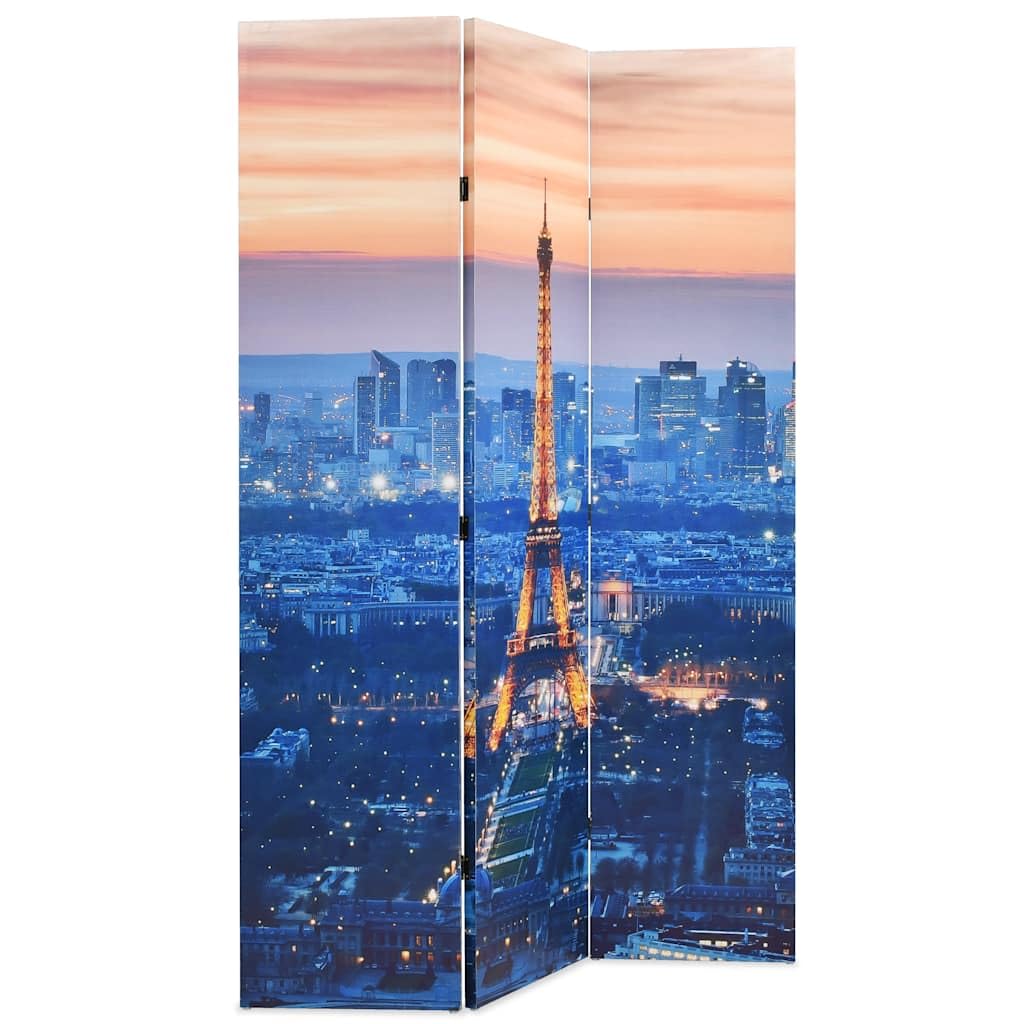 Paravent Pliable 120x170 cm Paris la Nuit, Cadre Bois Massif