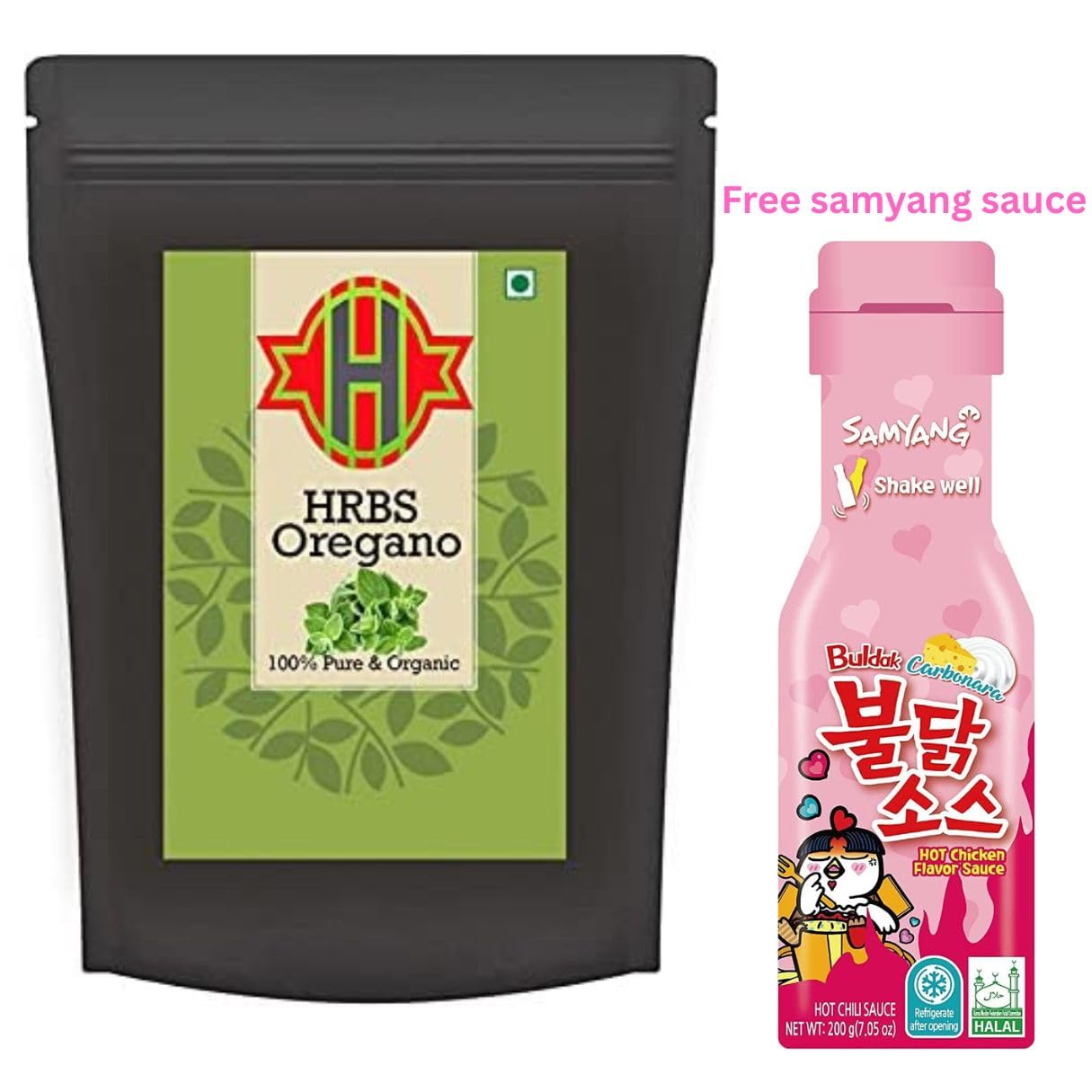 HRBS Oregano Leaf 250g | Topping Seasoing | Oregano Seasoing for Pizza | Free Samyang Buldak Carbonara Hot Chicken Flavour Sauce 200g