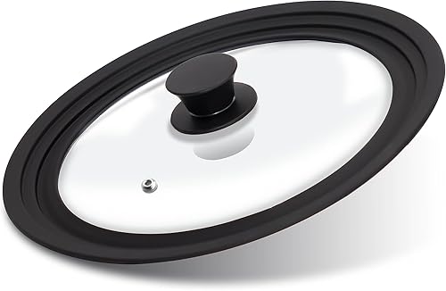 Tapa de vidrio templado Lerykin - Tapa universal con borde de silicona resistente al calor para ollas, sartenes y cacerolas - Tapa de reemplazo para