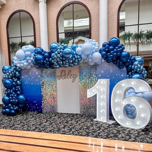 Image of YMSZ Blue and Silver Balloons, 67pcs 12 Inch Navy Blue Balloon Metallic Silver Confetti Balloons for Birthday, Graduation, Baby Shower Party Decorations