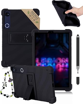 Case for Lenovo Legion Y700 Gen 5 8.8" - Powfix Kid-Proof Silicone Shockproof Cover with Multi-Angle Stand,Includes Stylus Pen, Lightweight, Non-Toxic & Dropproof Shell, Black
