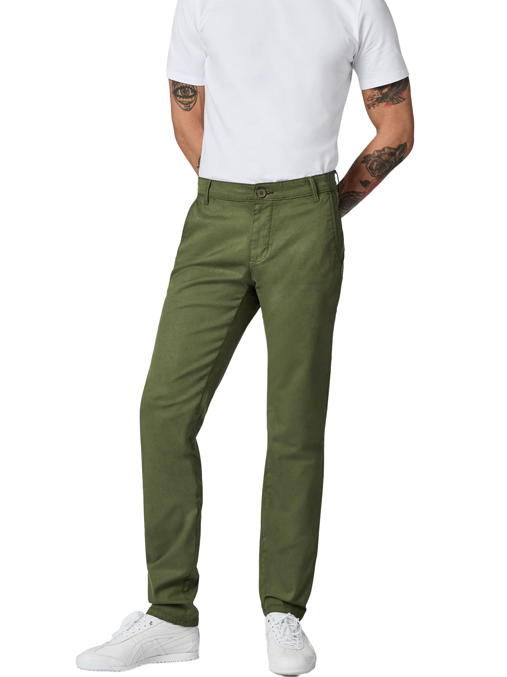 Peak Time Herren Lange elastische Chino-Hose mit Bio-Baumwolle (OCS Blended Standard) im Tapered Fit Astron