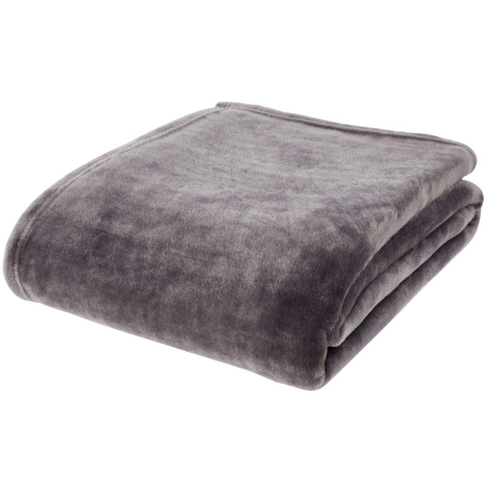 Catherine Lansfield Extra Large Raschel Velvet Touch 200X240cm Throw Charcoal