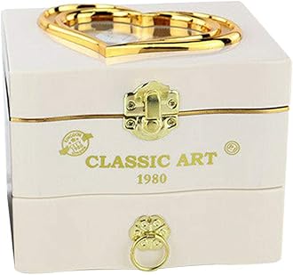 Tongdejing Retro Music Box, Rotating Ballerina Dancing Girl Musical Jewellery Necklace Ring Storage Box with Mirror for Women Girls Brithday Gifts