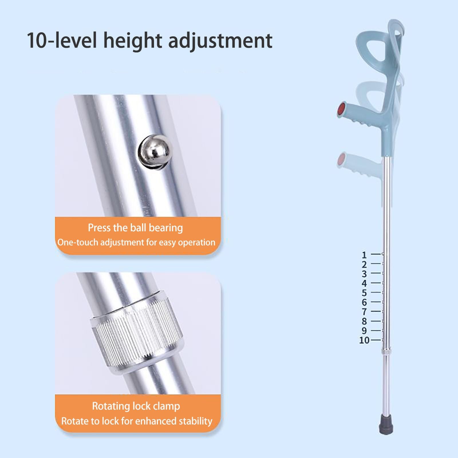 Muletas De Antebrazo, Ergonómicas Empuñadura Ortopédica Ajustables Muletas Ortopédicas Para Adultos Ligeras Soporte De Aluminio Para Uso En Exteriores