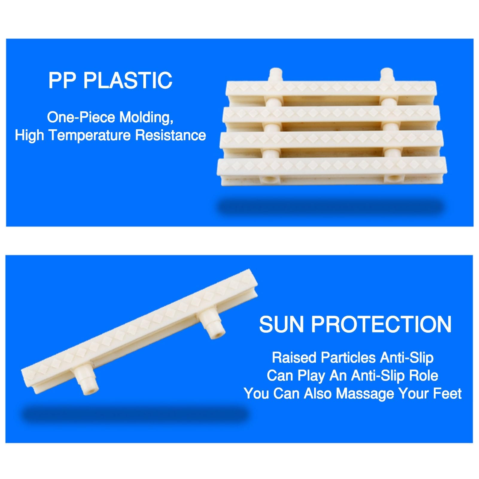 Griglia di Troppo Pieno per Piscina, griglia di drenaggio in plastica Antiscivolo modulare, Diverse Misure, Confezione da 2 a 10 (25x100 cm/6 Pezzi)