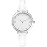 Women's Silicone Sports Watch - Crystal Accented Leather Strap Analog Display