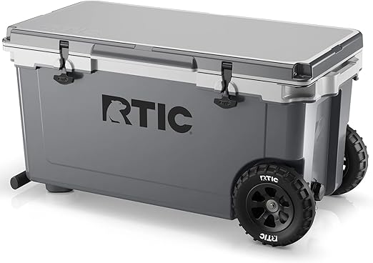 RTIC 72 Quart Ultra-Light Wheeled Cooler Hard Insulated Portable Ice Chest Box for Beach, Drink, Beverage, Camping, Picnic, Fishing, Boat, Barbecue, 30% Lighter Than Rotomolded Coolers