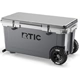 RTIC 72 Quart Ultra-Light Wheeled Cooler Hard Insulated Portable Ice Chest Box for Beach&comma; Drink&comma; Beverage&comma; Camping&comma; Picnic&comma; Fishing&comma; Boat&comma; Barbecue&comma; 30&percnt; Lighter Than Rotomolded Coolers