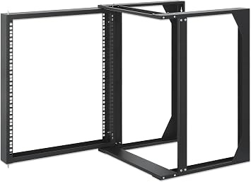 Intellinet 12U 19 2 Post Open Frame Wall Mount Rack, Black RAL 9004