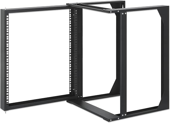 Intellinet 12U 19 2 Post Open Frame Wall Mount Rack, Black RAL 9004