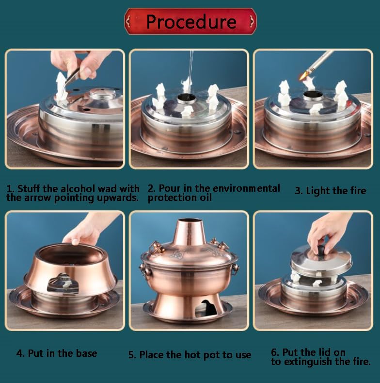 Mongolischer Hot Pot, klarer Suppen-Hotpot und chinesischer Holzkohle-Heiztopf sind geeignet mit Schornstein, mit Undichter Löffel und Löffel,Messing,36CM