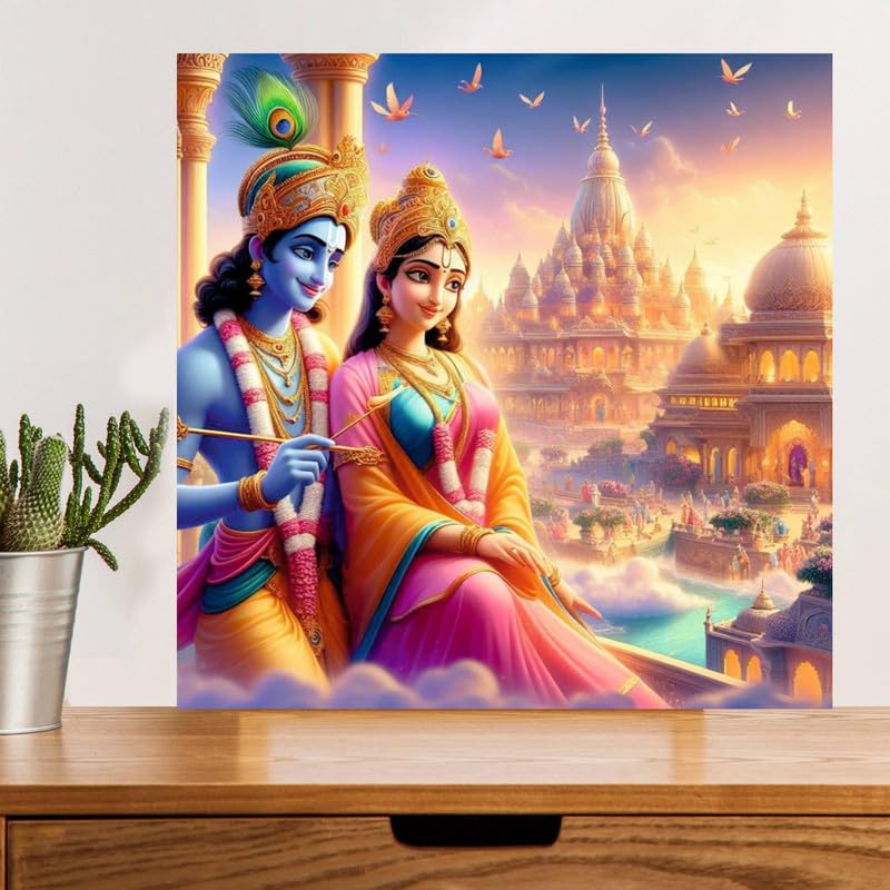 Image of British Terminal Cute little Bal Gopal Baby God Krishna| Kanha Ji | Laddu Lord Makhan Chor Painting Religious Poster for Pregnant Women for wall (matt thin vinyl,sticker,multicolor,unframed)| bj360