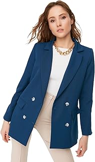 جاكيت بليزر TWOAW21CE0264 من نسيج محبوك بقصة عادية ومبطن بأزرار للنساء من تريندول