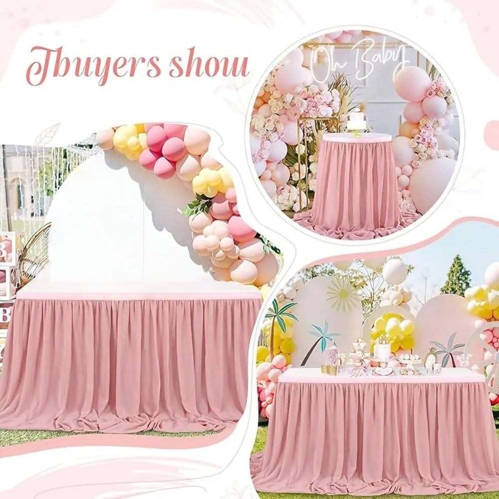 Jupe de Table Blanche en Mousseline de Soie, Nappe de Mariage, Tissu Transparent pour fête prénatale, décoration de Table pour fête d'anniversaire, gâteau, Rose, 70 x 275 cm