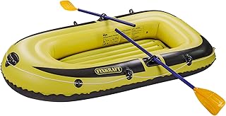 DEMA Schlauchboot Paddelboot Ruderboot Boot mit 2 Paddel + Luftpumpe für 2 Personen BZW. bis 150 kg gelb/grau