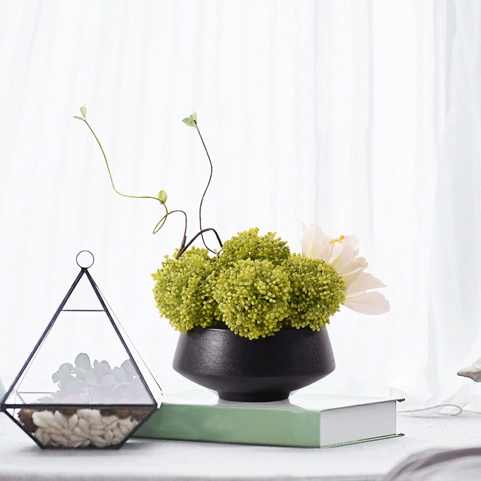 Sztuczne kwiaty Sztuczne aranżacje kwiatowe Lily, Mini Sztuczne Bonsai, Rośliny Sztuczne Dekoracje Wedding Festival Offival (czarny garnek) Wystrój domu