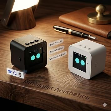 Mini AI Voice chatbot, smart Voice Assistant, Multiple AI Models, Emotional Interaction, 100+ Stickers, Suitable for Home and Office use, (White)