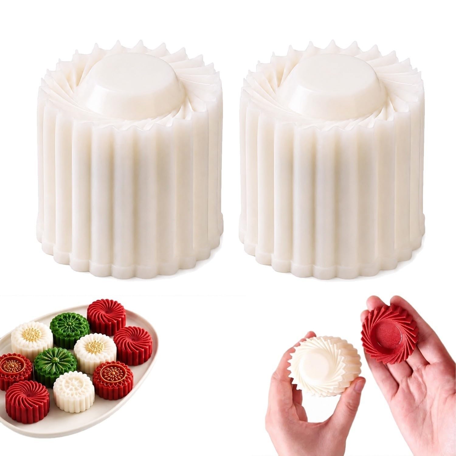 2-in-1 Double-Ended Pastry Mold, Detachable Mooncake Press &amp; Cookie Cutter