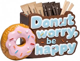 Hodao Donut Desk Organizer Home Office Decor Gift | Cute Desktop Storage Box, For Coffee Station, Sugar Packets, Makeup Accessories, Small Items and Office Supplies