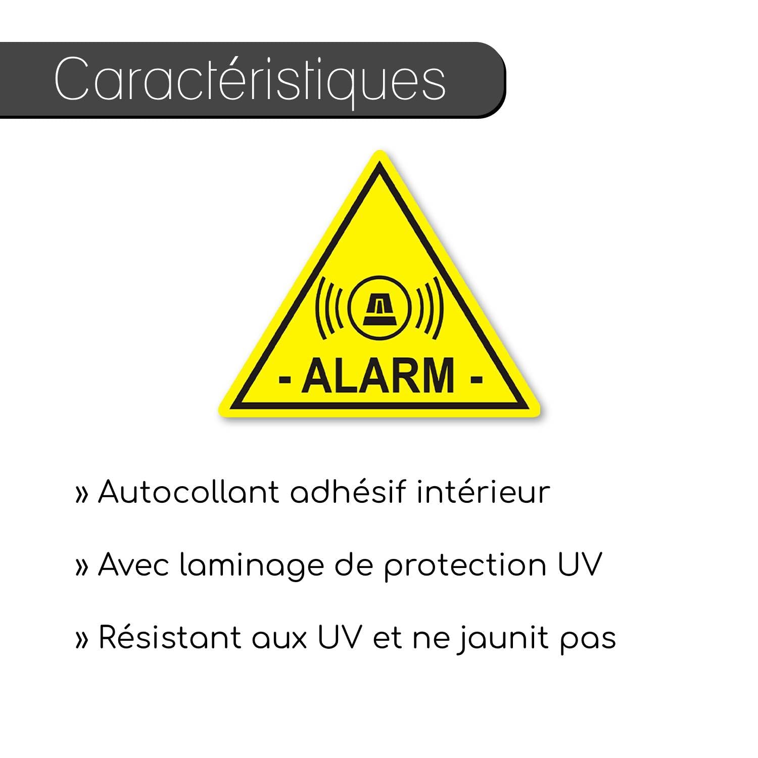 Autocollants Alarme 5 x 4 cm Indication Système d'Alarme Collage Intérieur Lecture Extérieure Maison Voiture Entreprise