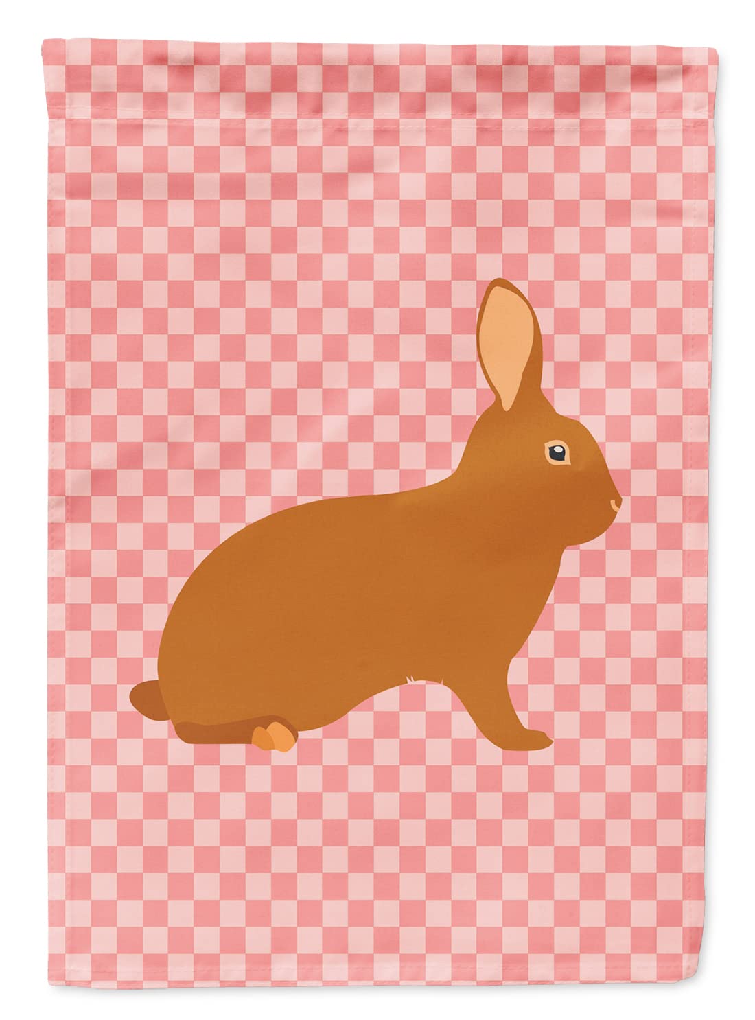 Caroline's Treasures BB7969GF Rex Rabbit Pink Check Flag Garden Size , Small, multicolor