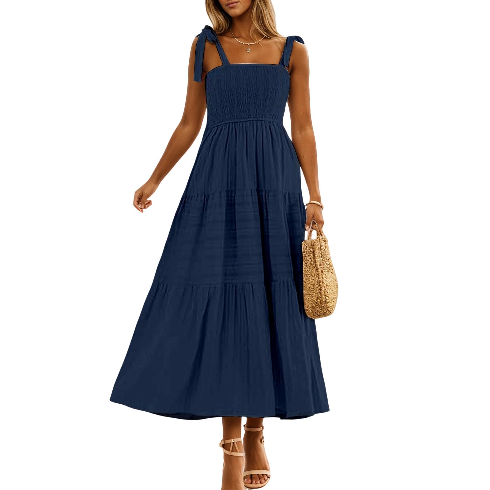 Vestido maxi bohemio de espalda descubierta para mujer en verano elegante 7