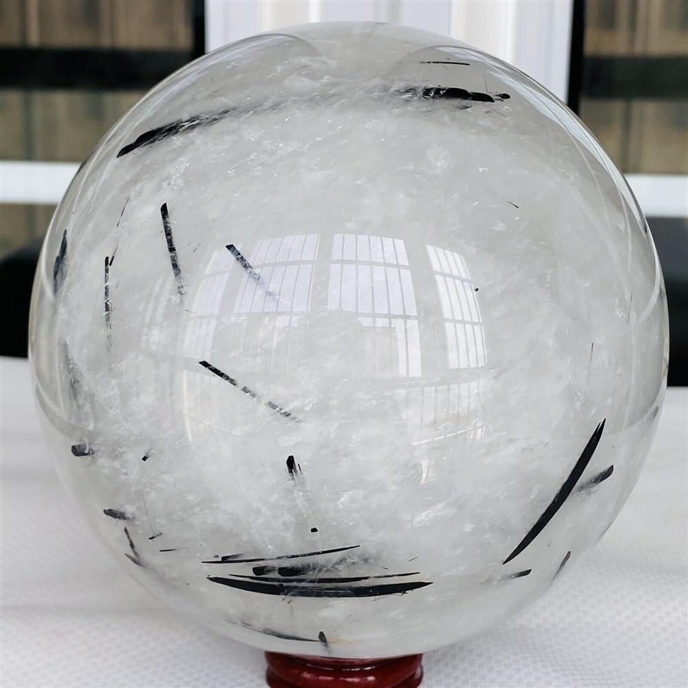 AARTERZZA Black Tourmaline Ball Crystal Quartz Sphere Stone Ornaments (Size : 400-500g)