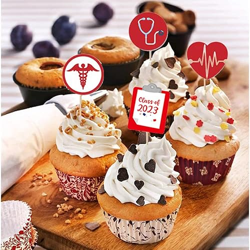 Miniatura 4 de 25 decoraciones para cupcakes de enfermeras 2023 con 1 decoración para tartas de graduación de enfermeras y 24 decoraciones para cupcakes para