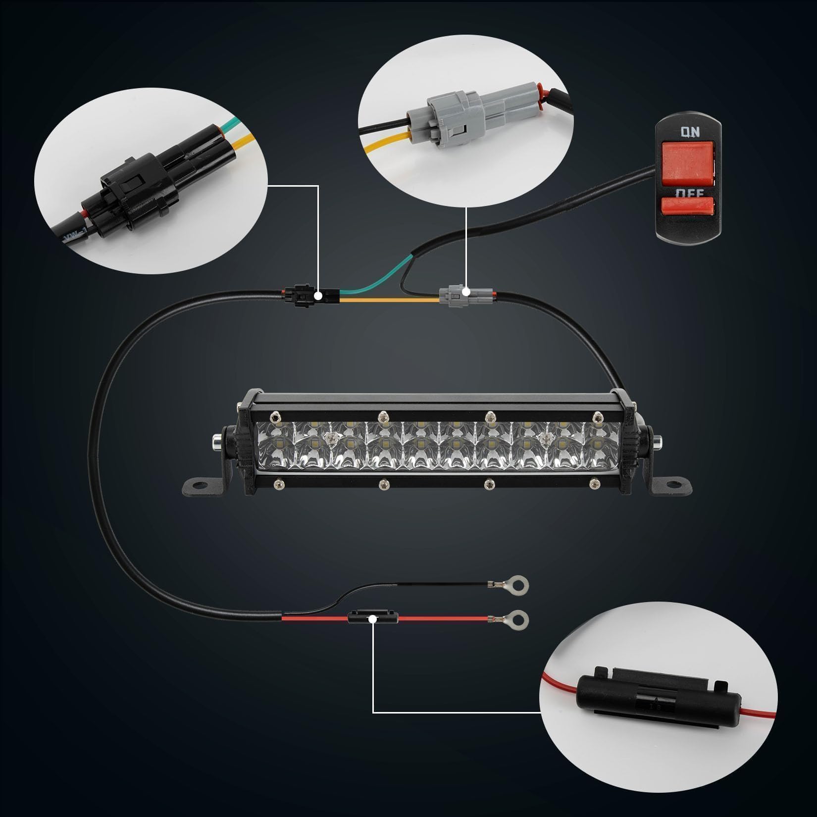 PSLER Geländemotorrad-Lichtleiste – 7/8" Lichtleiste für CRF110, CRF250F, KLX110, TTR110, TTR110E, RM85, YZF450, 12V-24V Geländemotorrad-Scheinwerfer