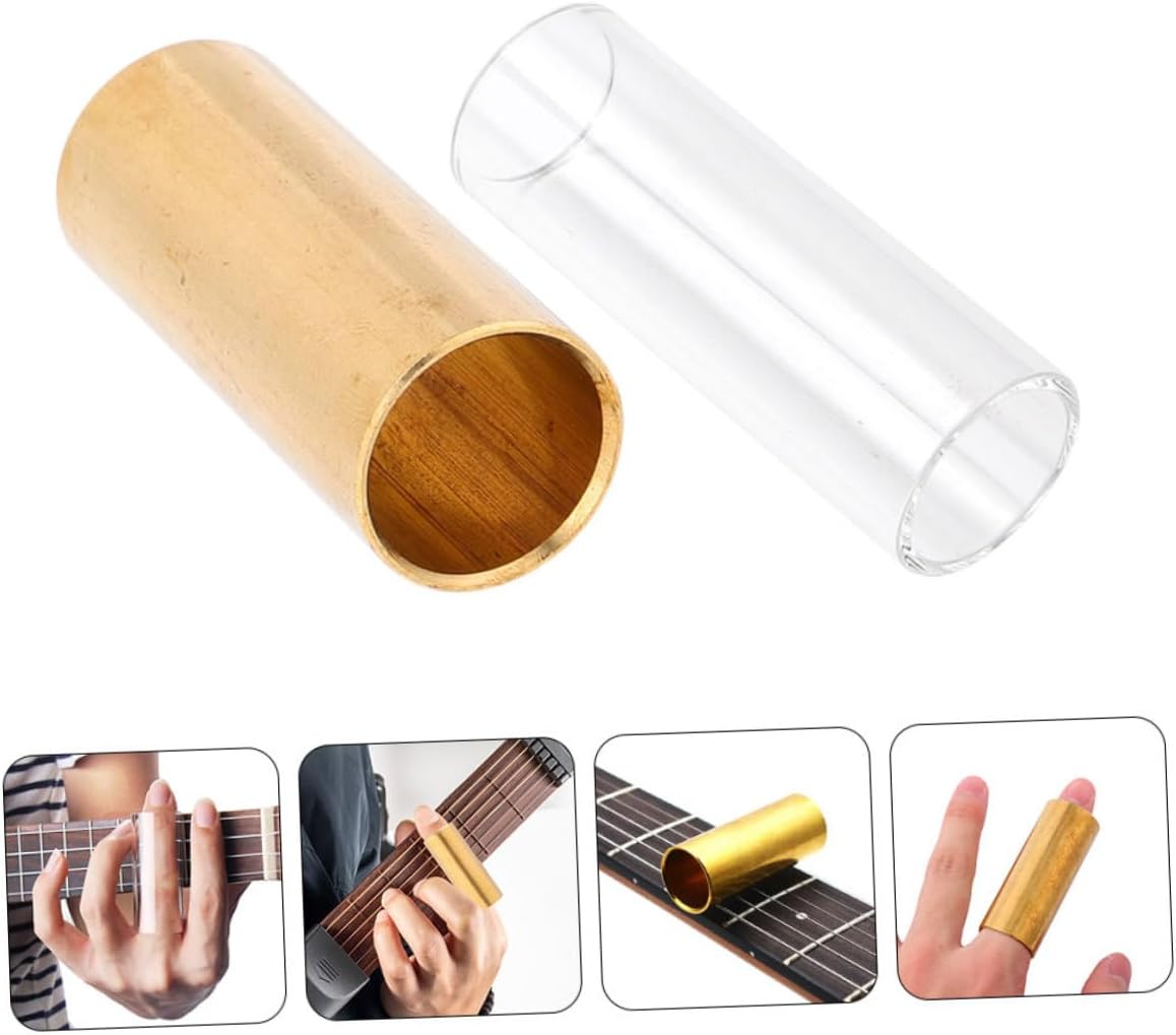 2pcs Glass Metal Guitar Slide Accessory for Electric Acoustic Guitars